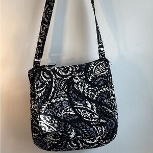 Vera Bradley Black & White Paisley Noir cross body purse